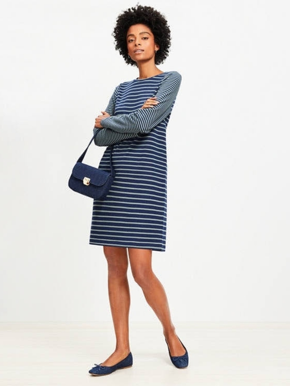 Loft Petite Striped Terry Mini Dress XL Petite